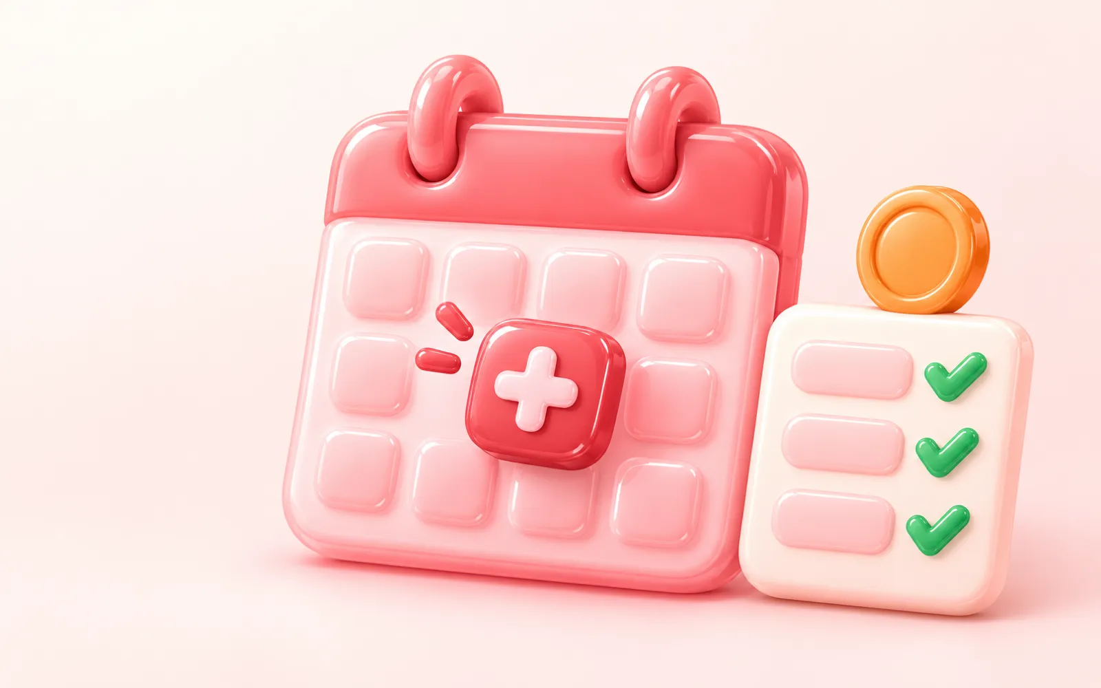 Ilustração de calendário com um plantão extra destacado e checklist